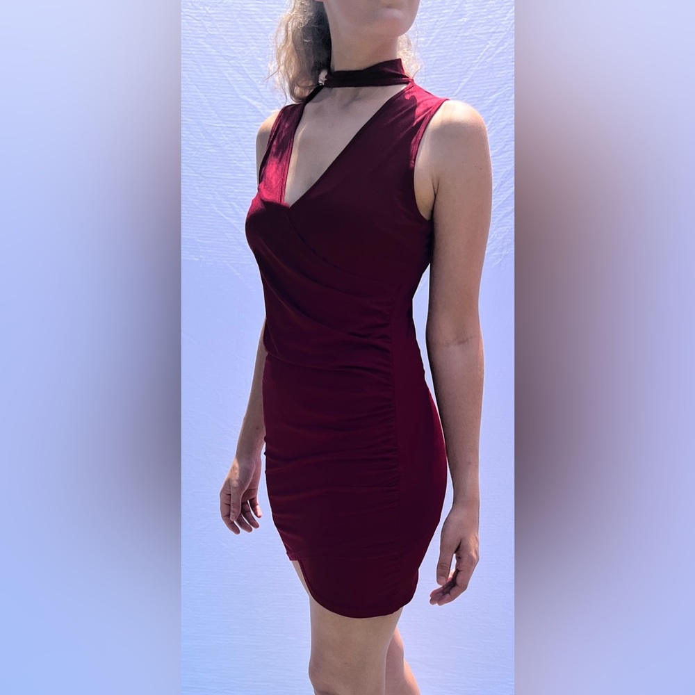 V-neck, choker, mini, Bodycon dress